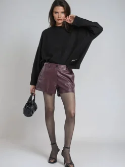 Religion Dark Orbit Faux Leather Shorts With Pocket Details