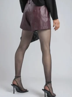 Religion Dark Orbit Faux Leather Shorts With Pocket Details