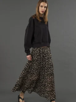 Religion gelaagde Boho-stijl Citrien maxirok in dierenprint
