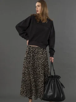 Religion gelaagde Boho-stijl Citrien maxirok in dierenprint