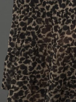 Religion gelaagde Boho-stijl Citrien maxirok in dierenprint