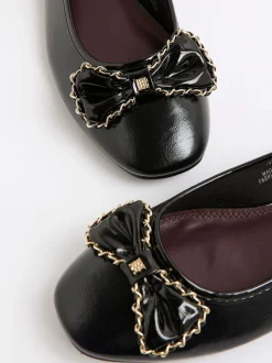 River Island Chain Bow Ballet Pumps