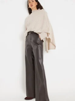 River Island Faux Leather Wide Leg Trousers