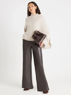 River Island Faux Leather Wide Leg Trousers