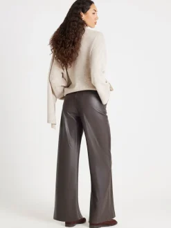 River Island Faux Leather Wide Leg Trousers