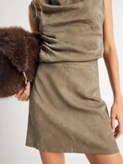 River Island Faux Leather Hammered Mini Skirt