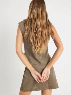 River Island Faux Leather Hammered Mini Skirt