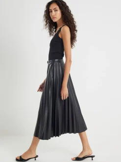 River Island midirok van imitatieleer met plooien