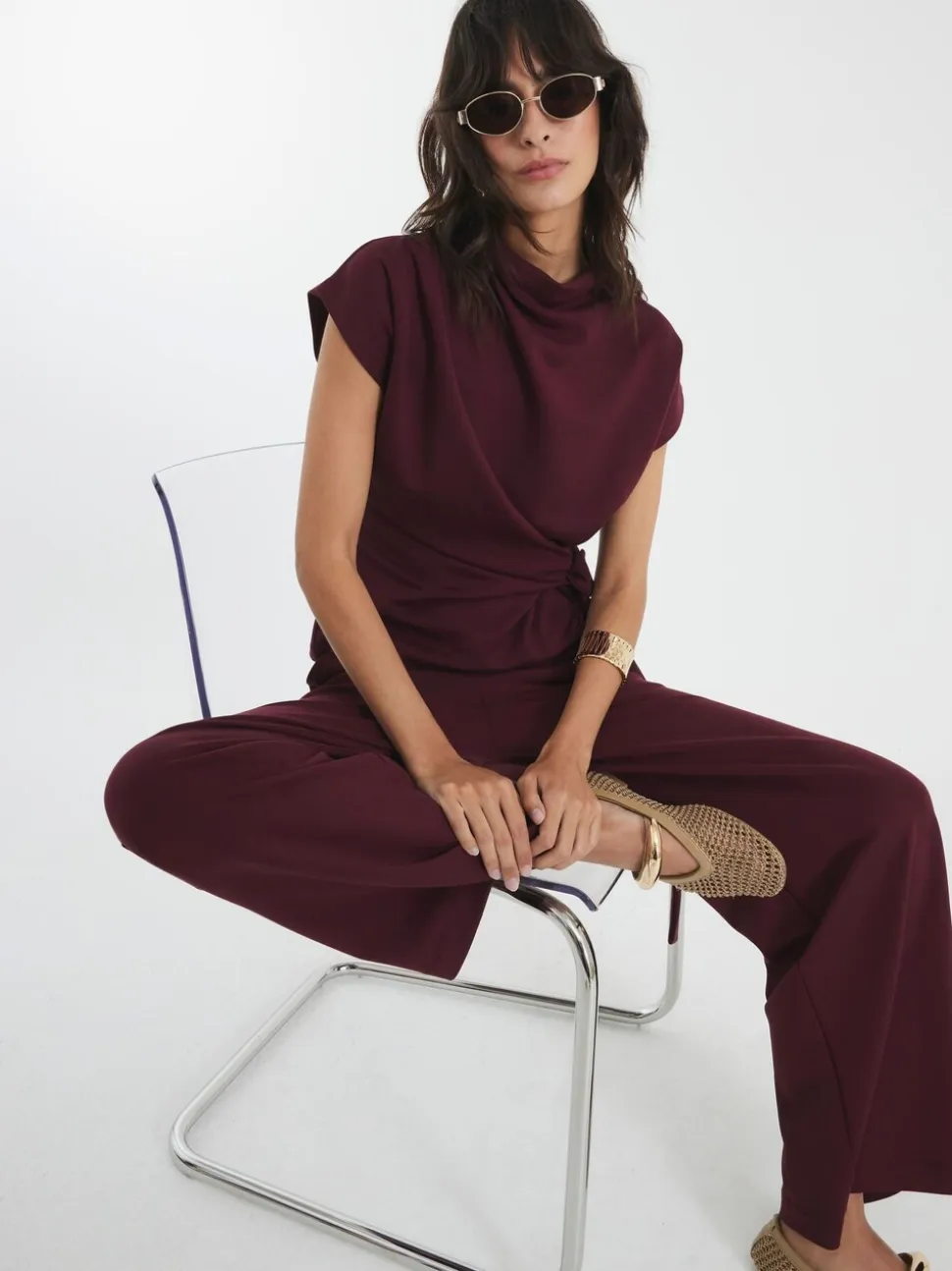 River Island Premium High Waisted Wide Leg Joggers