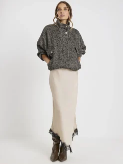 River Island Satin Skirt With Lace