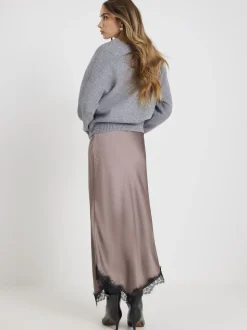 River Island Satin Skirt With Lace