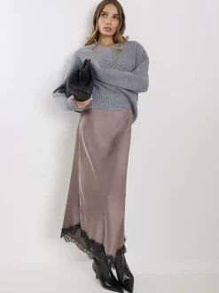 River Island Satin Skirt With Lace
