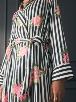 Rockett St George Flower Power Stripe Satin Robe
