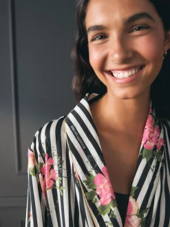 Rockett St George Flower Power Stripe Satin Robe