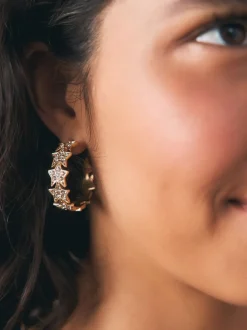 Rockett St George Sparkle Star Hoop Earrings