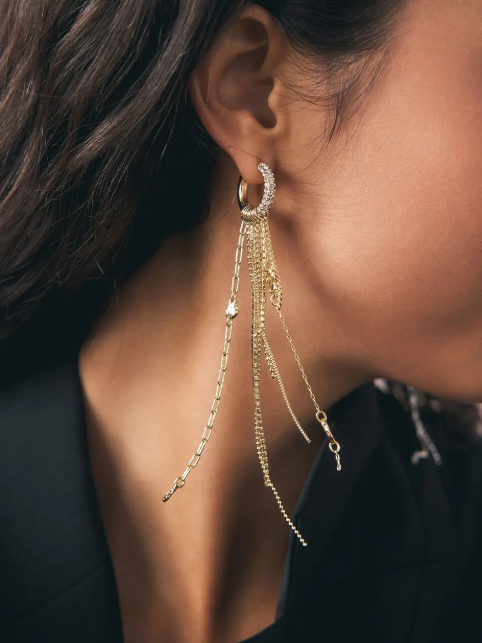 Rockett St George Star Charm Hoop Drop Earrings