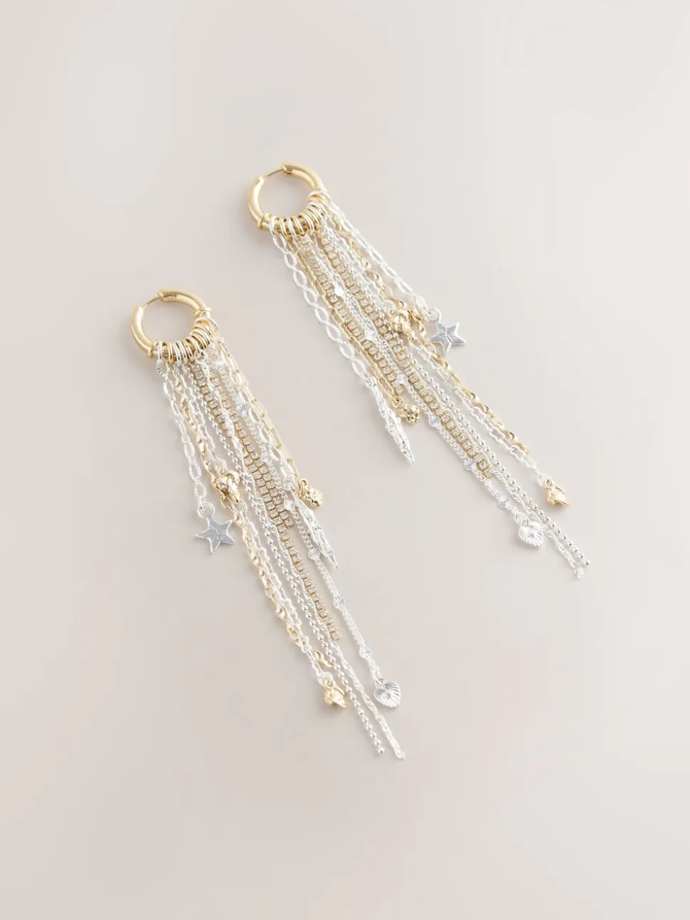 Rockett St George Star Charm Hoop Drop Earrings