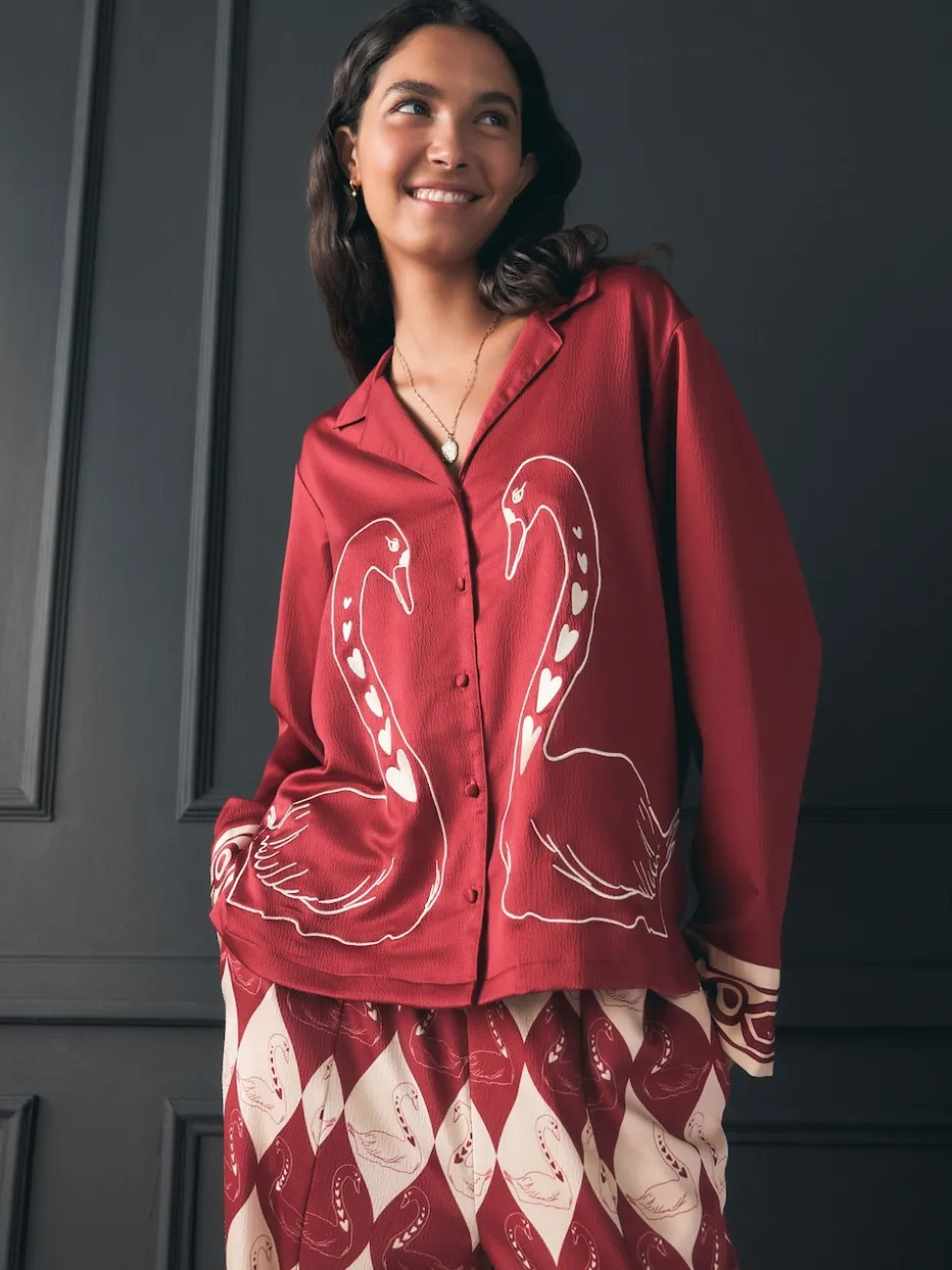 Rockett St George Textured Satin Button Through Pyjamas