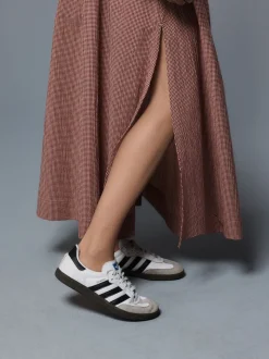Roestbruin - Drop Waist Gingham Maxi Skirt