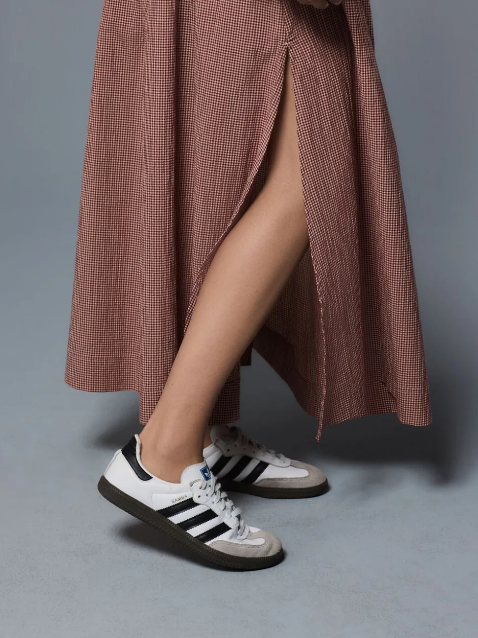 Roestbruin - Drop Waist Gingham Maxi Skirt
