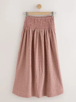 Roestbruin - Drop Waist Gingham Maxi Skirt