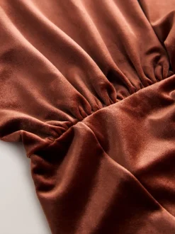 Roestbruin - Fluwelen multiway maxi-jurk voor bruidsmeisjes
