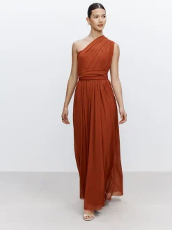 Roestbruin - Multiway mesh Maxi-jurk voor Bruiloftsgasten