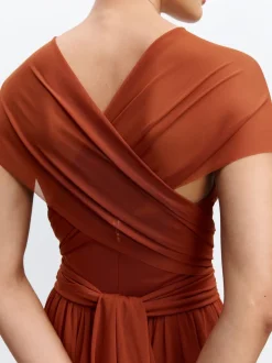 Roestbruin - Multiway mesh Maxi-jurk voor Bruiloftsgasten