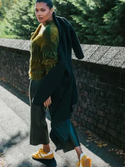 Roman - Cropped broek van imitatieleer met wijde pijpen