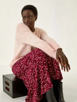 Roman Confetti Print Stretch Midi Skirt