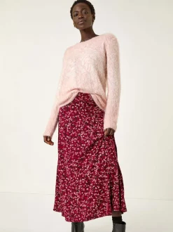Roman Confetti Print Stretch Midi Skirt