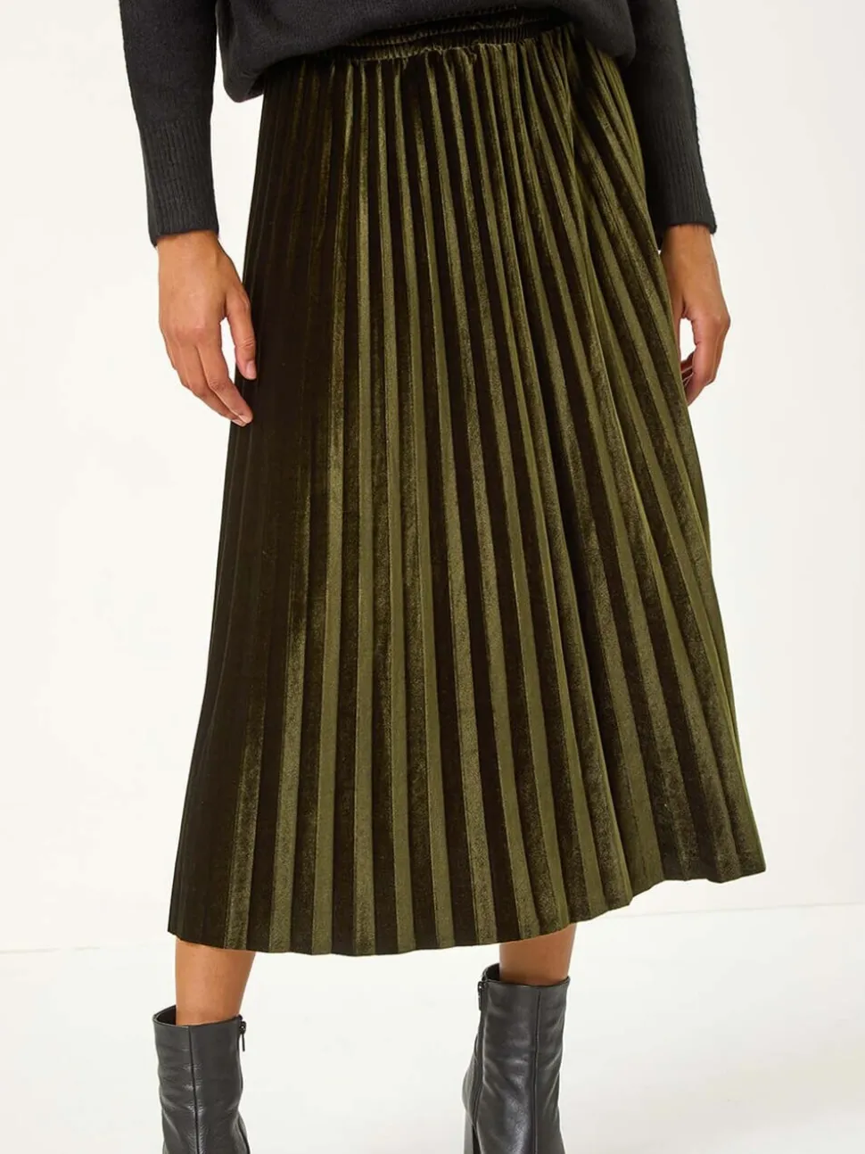 Roman fluwelen geplooide midi-rok