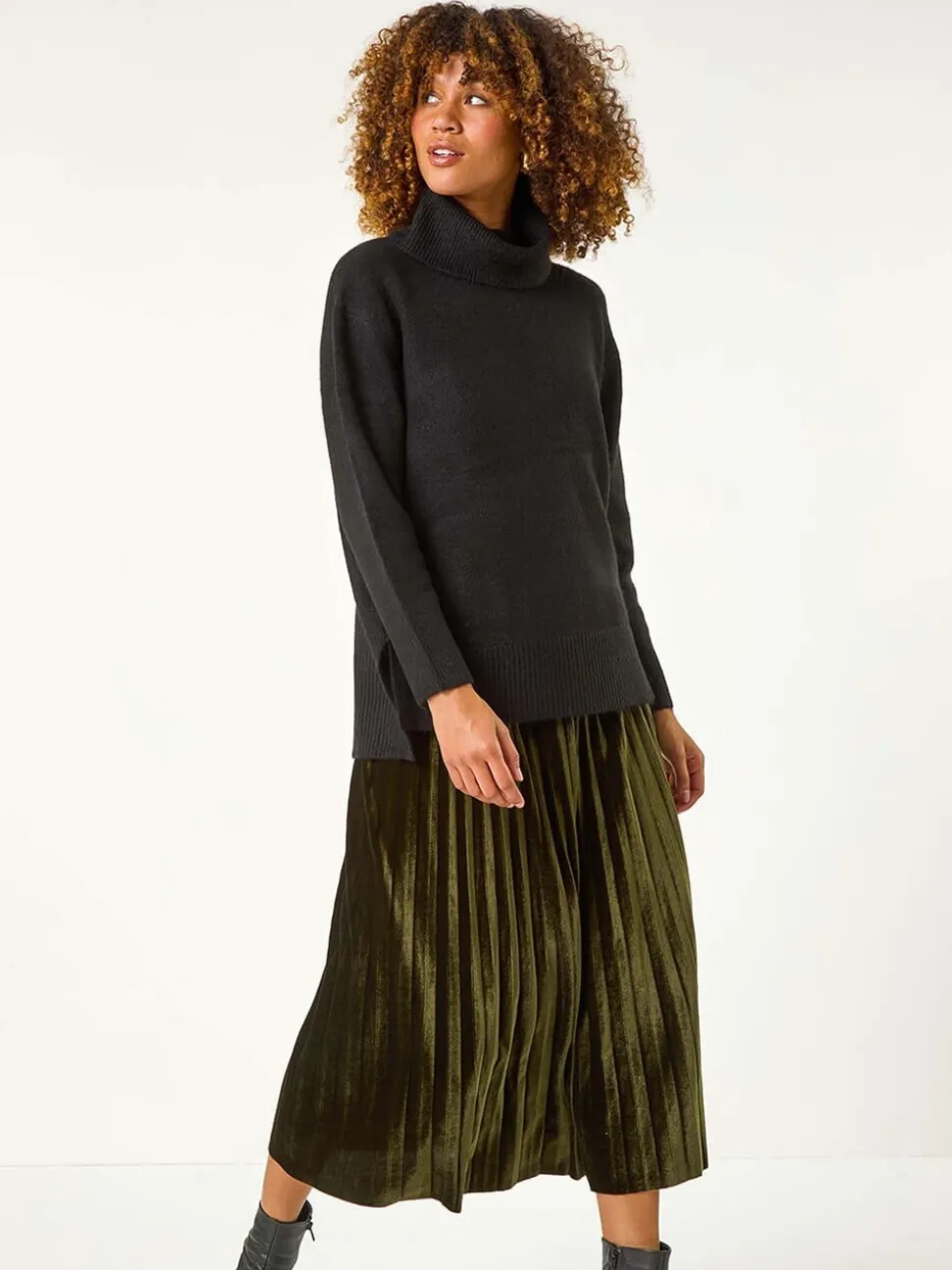 Roman fluwelen geplooide midi-rok