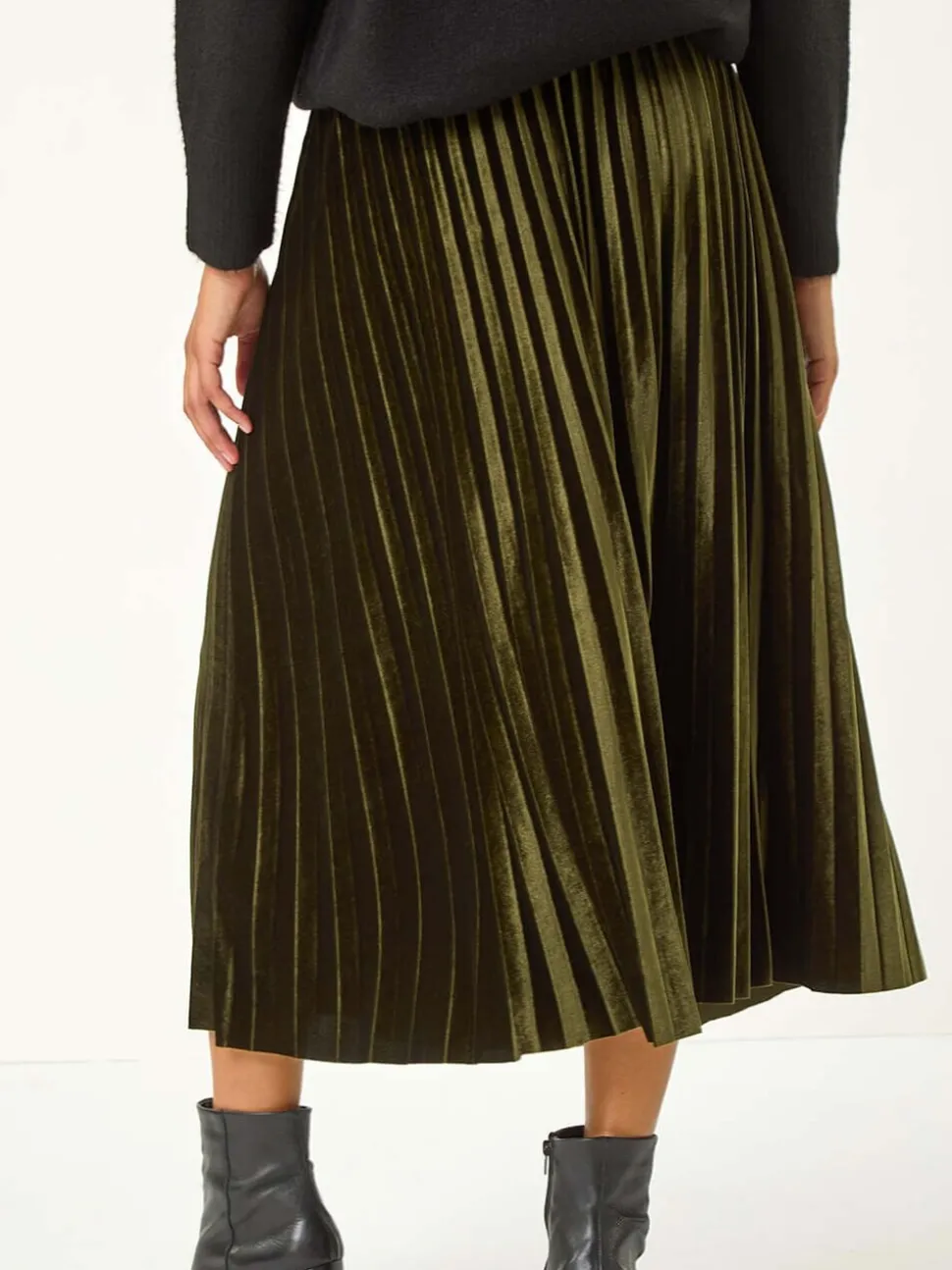 Roman fluwelen geplooide midi-rok