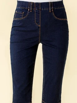 Roman knielange stretch pedaalduwshorts van denim