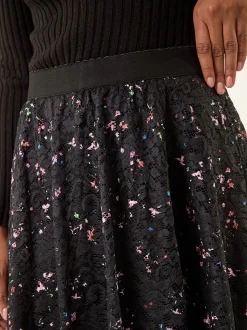 Roman Printed Lace Overlay Skirt