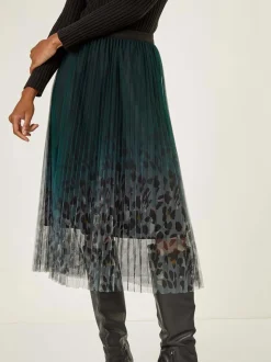 Roman Printed Pleat Mesh Skirt