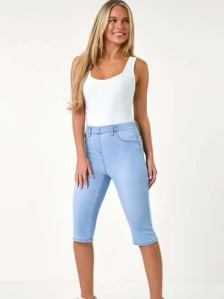 Roman stretchy knielange pedal pusher shorts