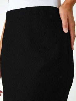 Roman Textured Pencil Midi Stretch Skirt