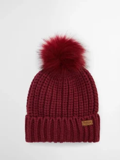 Rood - Barbour® Saltburn beanie-muts met pompon