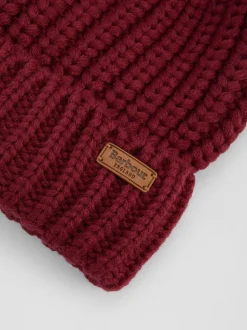 Rood - Barbour® Saltburn beanie-muts met pompon