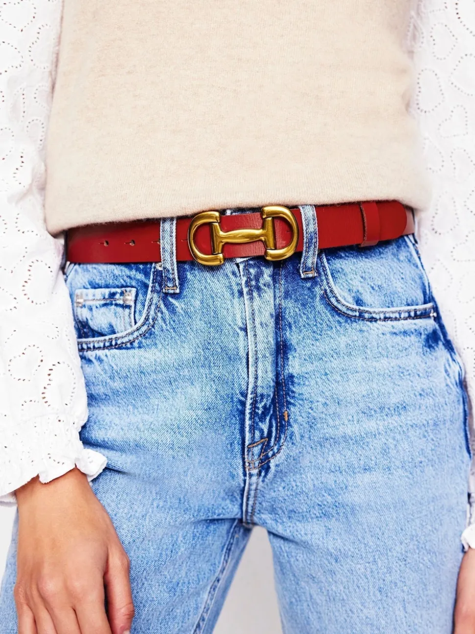 Rood - Boden - Snaffle leren riem met rand