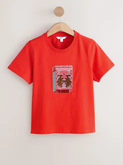 Rood - Embellished Match Box Short Sleeve Crew Neck Top