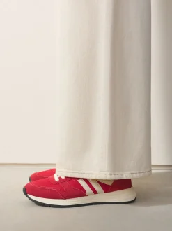 Rood - Forever Comfort® Leather Jogger Lace Up Trainers