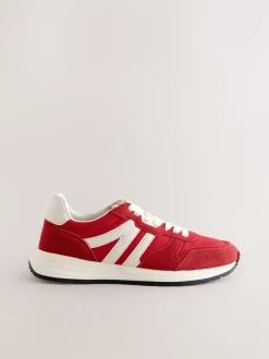 Rood - Forever Comfort® Leather Jogger Lace Up Trainers