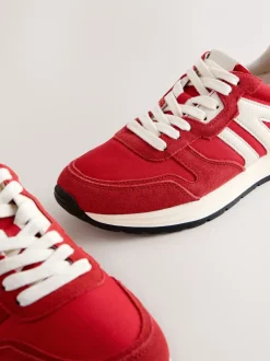 Rood - Forever Comfort® Leather Jogger Lace Up Trainers