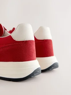 Rood - Forever Comfort® Leather Jogger Lace Up Trainers
