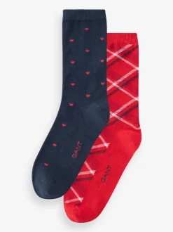 Rood - GANT Check and Heart Socks 2 Pack