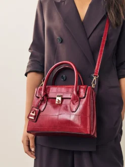 Rood - Handtas met krokodillenleereffect