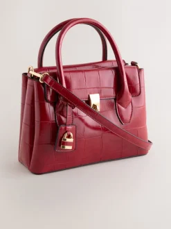 Rood - Handtas met krokodillenleereffect